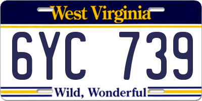 WV license plate 6YC739