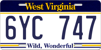 WV license plate 6YC747