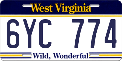 WV license plate 6YC774