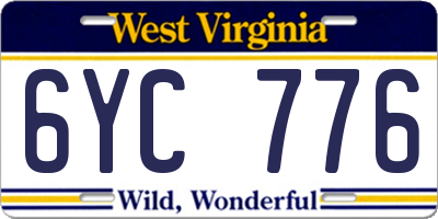 WV license plate 6YC776