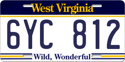 WV license plate 6YC812