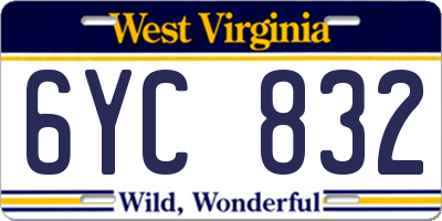 WV license plate 6YC832