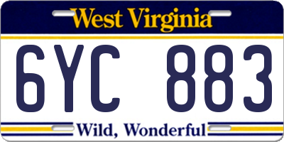 WV license plate 6YC883