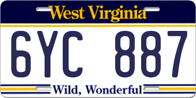 WV license plate 6YC887