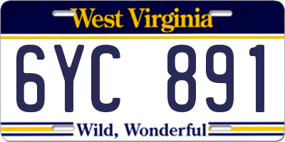 WV license plate 6YC891