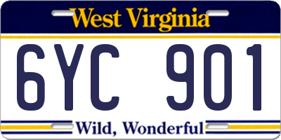 WV license plate 6YC901