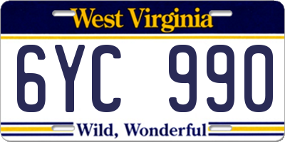 WV license plate 6YC990