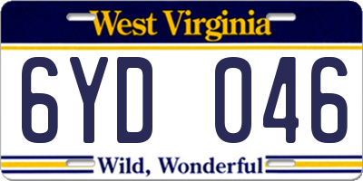 WV license plate 6YD046