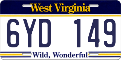 WV license plate 6YD149