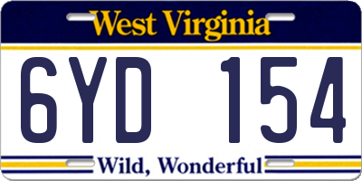 WV license plate 6YD154