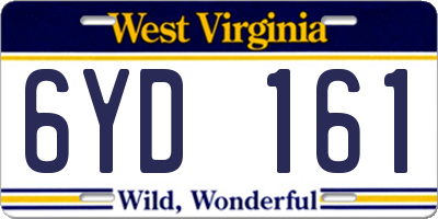 WV license plate 6YD161