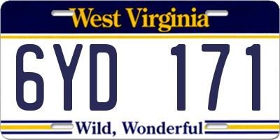 WV license plate 6YD171
