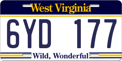 WV license plate 6YD177