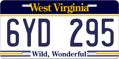 WV license plate 6YD295