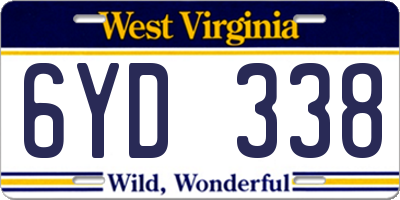 WV license plate 6YD338