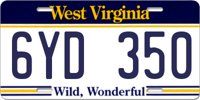 WV license plate 6YD350