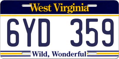 WV license plate 6YD359
