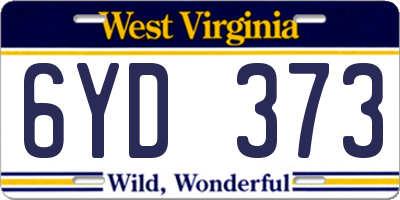 WV license plate 6YD373