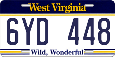 WV license plate 6YD448