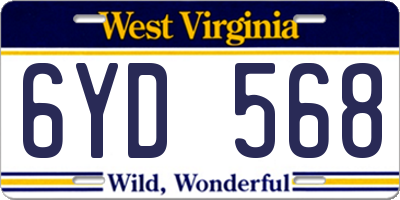 WV license plate 6YD568