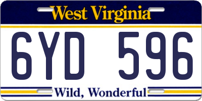 WV license plate 6YD596