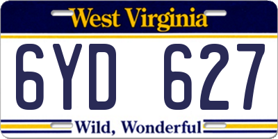 WV license plate 6YD627
