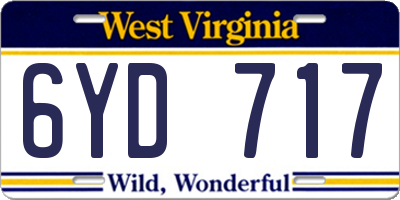 WV license plate 6YD717