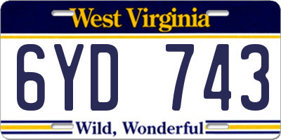 WV license plate 6YD743
