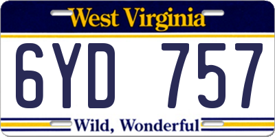 WV license plate 6YD757