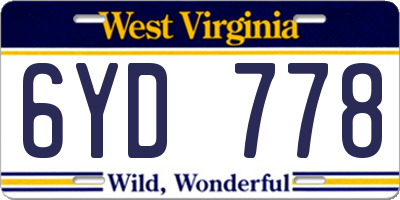 WV license plate 6YD778