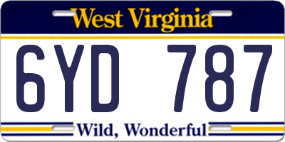 WV license plate 6YD787