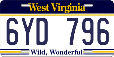 WV license plate 6YD796