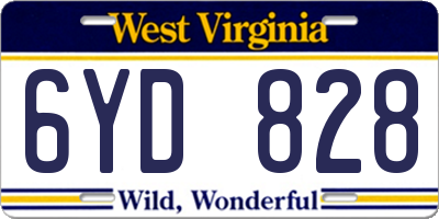 WV license plate 6YD828