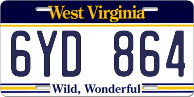 WV license plate 6YD864