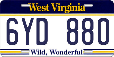 WV license plate 6YD880