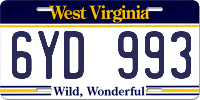 WV license plate 6YD993