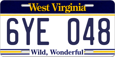 WV license plate 6YE048