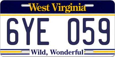 WV license plate 6YE059