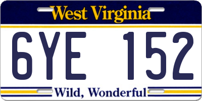 WV license plate 6YE152