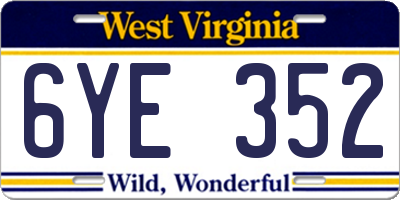 WV license plate 6YE352