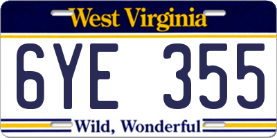 WV license plate 6YE355