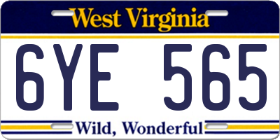 WV license plate 6YE565