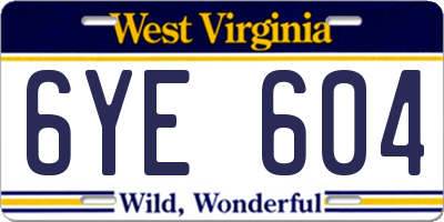 WV license plate 6YE604