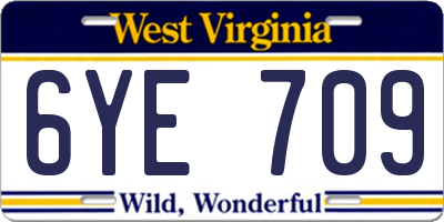 WV license plate 6YE709