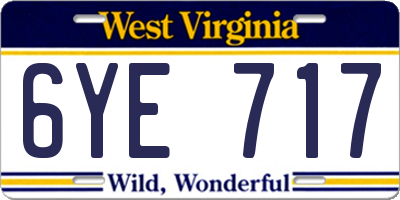WV license plate 6YE717