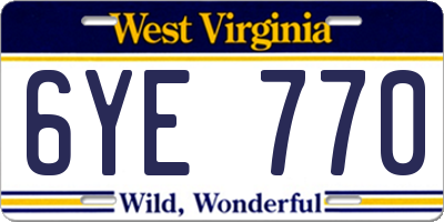 WV license plate 6YE770
