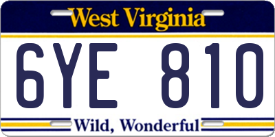 WV license plate 6YE810
