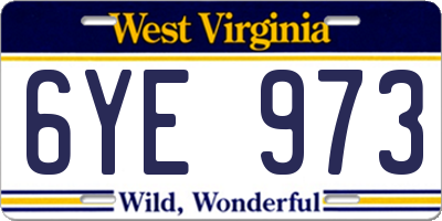 WV license plate 6YE973