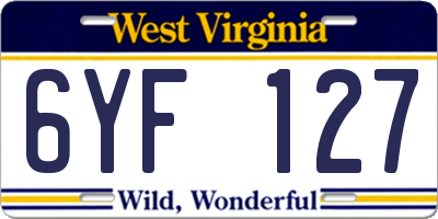 WV license plate 6YF127