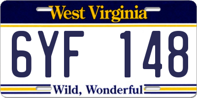 WV license plate 6YF148